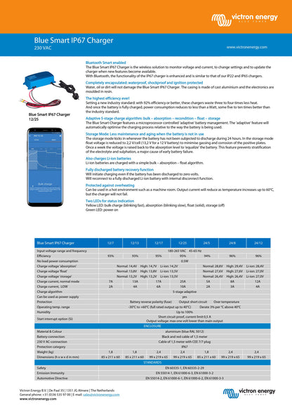 Victron Blue Smart Charger IP67 12V 7A 1 Output UK