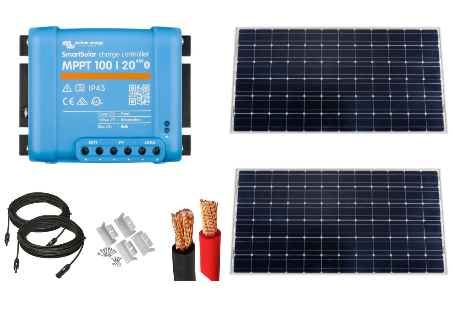 Victron 350W Off Grid Mono Solar Panel Kit with MPPT 100/20 Camper/Caravan/Boat