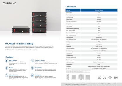 Topband Rack Mount 51.2V 100Ah Residential Lithium Battery