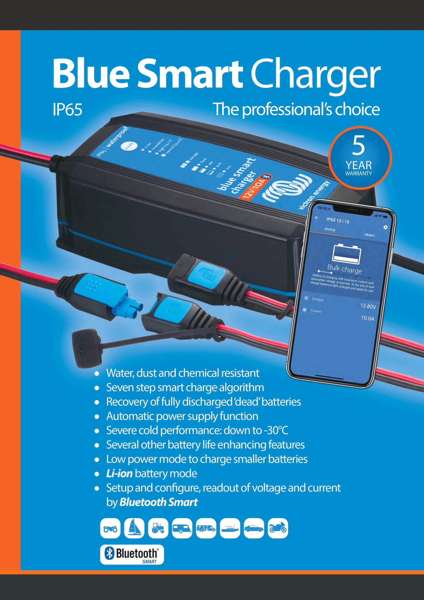 Victron Energy Blue Smart IP65 Charger 24V 8A 1 Output UK