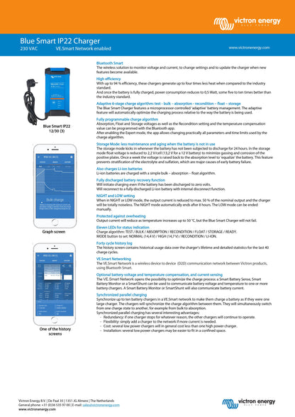 Victron Blue Smart Charger IP22 12V 15A 3 Output UK