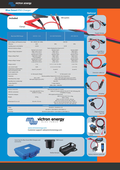 Victron Energy Blue Smart IP65 Charger 24V 8A 1 Output UK